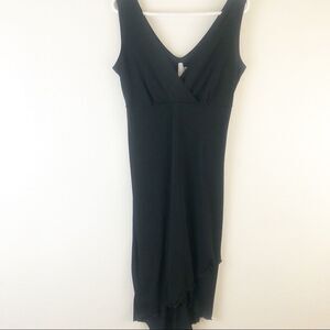 Fashion Bug sleeveless Beaded V neck ruffle hem black dress size M